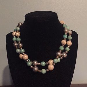 Mid century vintage sterling silver green Jasper